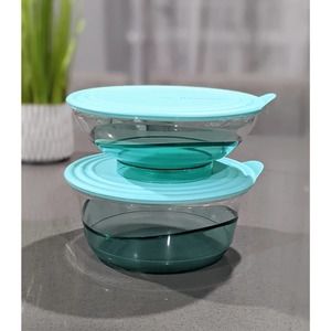 Tupperware 2 Eleganzia Sheerly Elegant Deluxe Acrylic Serving Bowl New
